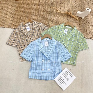 sơ mi kẻ cổ vest