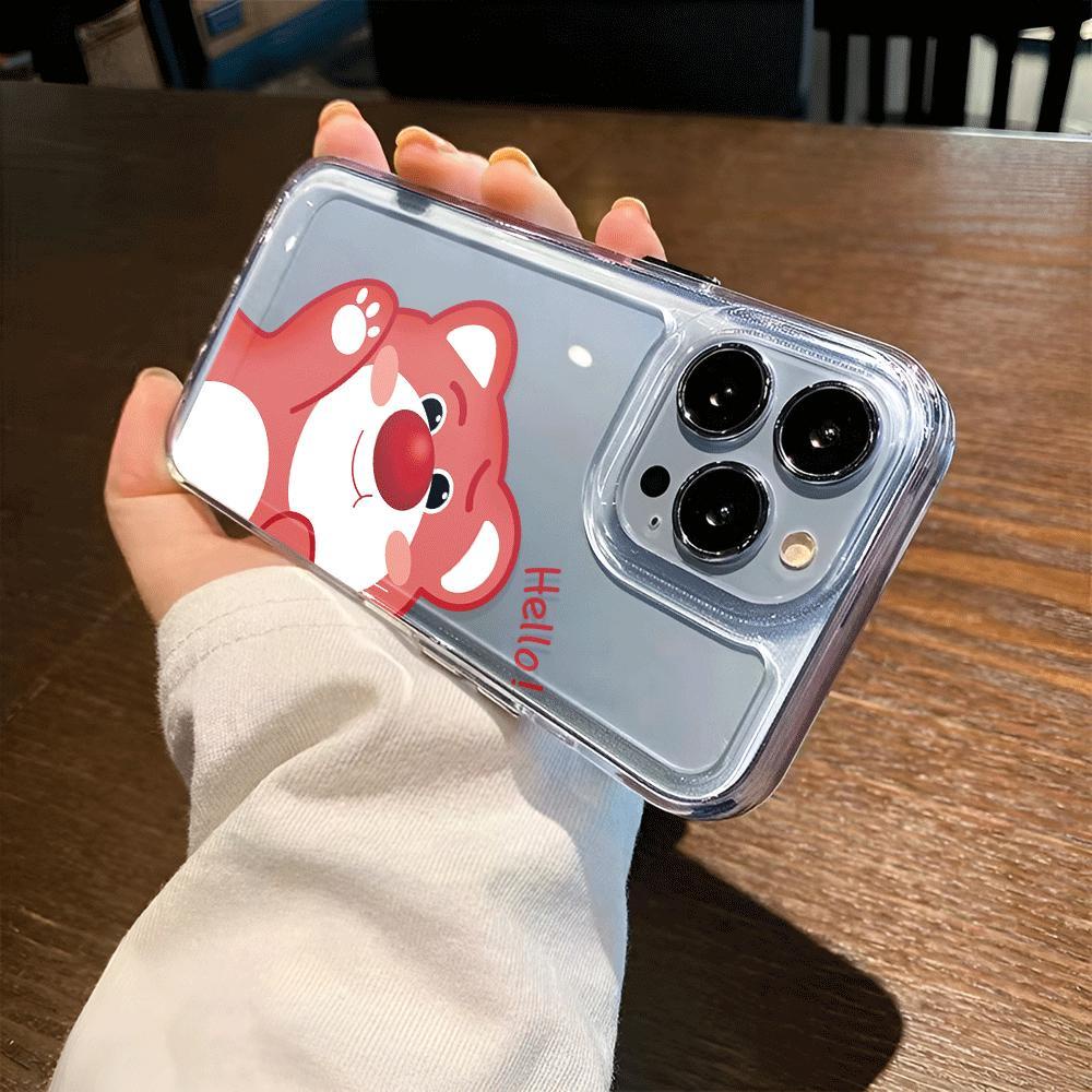 Ốp Điện Thoại Trong Suốt In Hình Gấu Strawberry Cho iphone 14promax 13 12 11 7Plus 7 8 X XR XSMax