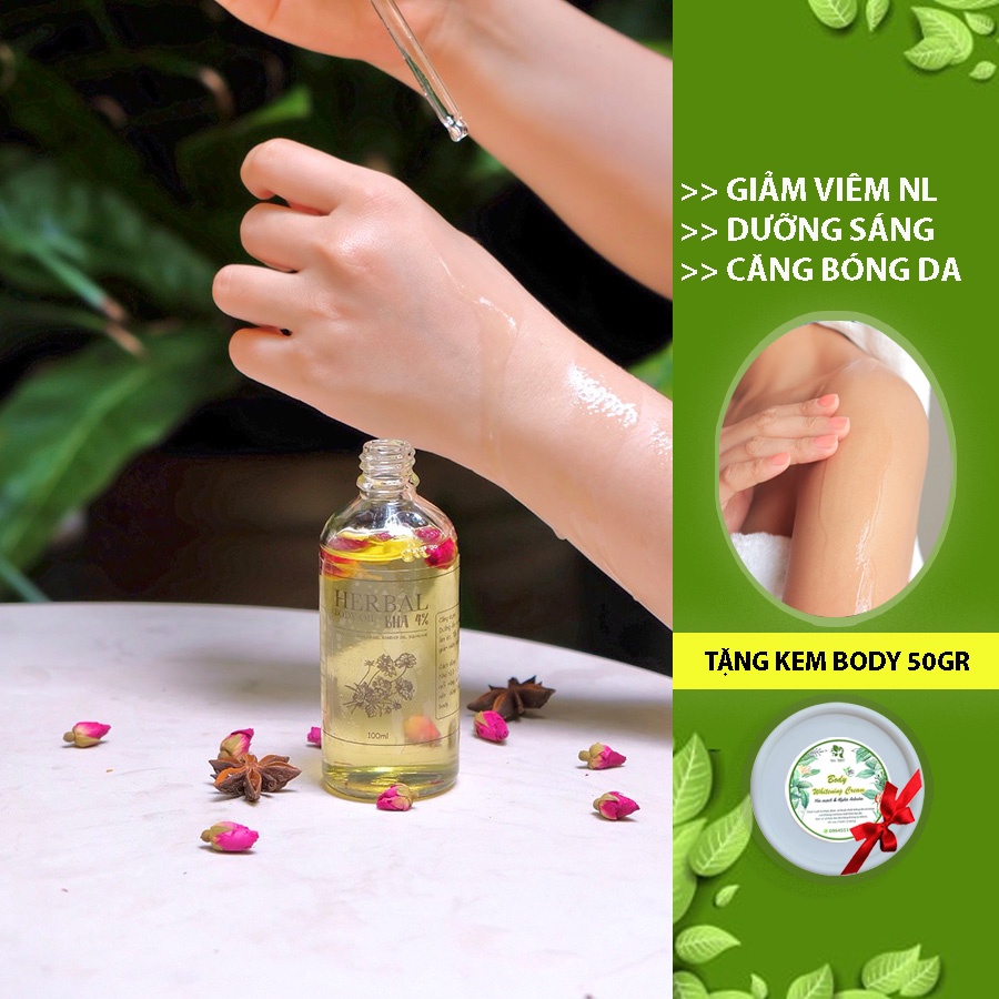 BODY OIL - BHA 4% Dưỡng ẩm, sáng bóng da (Tặng kem body)