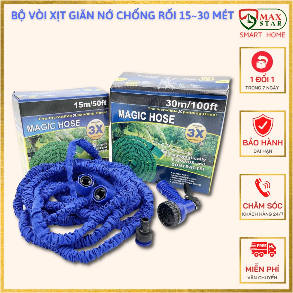 HOT Vòi Xịt Giãn Nở 15/30m Tưới Cây, Rửa Xe Thông Minh Magic Hose cao cấp