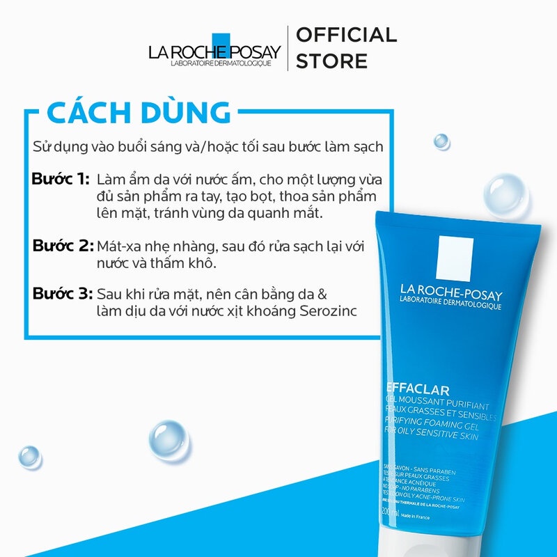 Combo 4 Gel Rửa Mặt La Roche-Posay Cho Da Dầu Nhạy Cảm 50ml Hasaki Sản Phẩm Chính Hãng