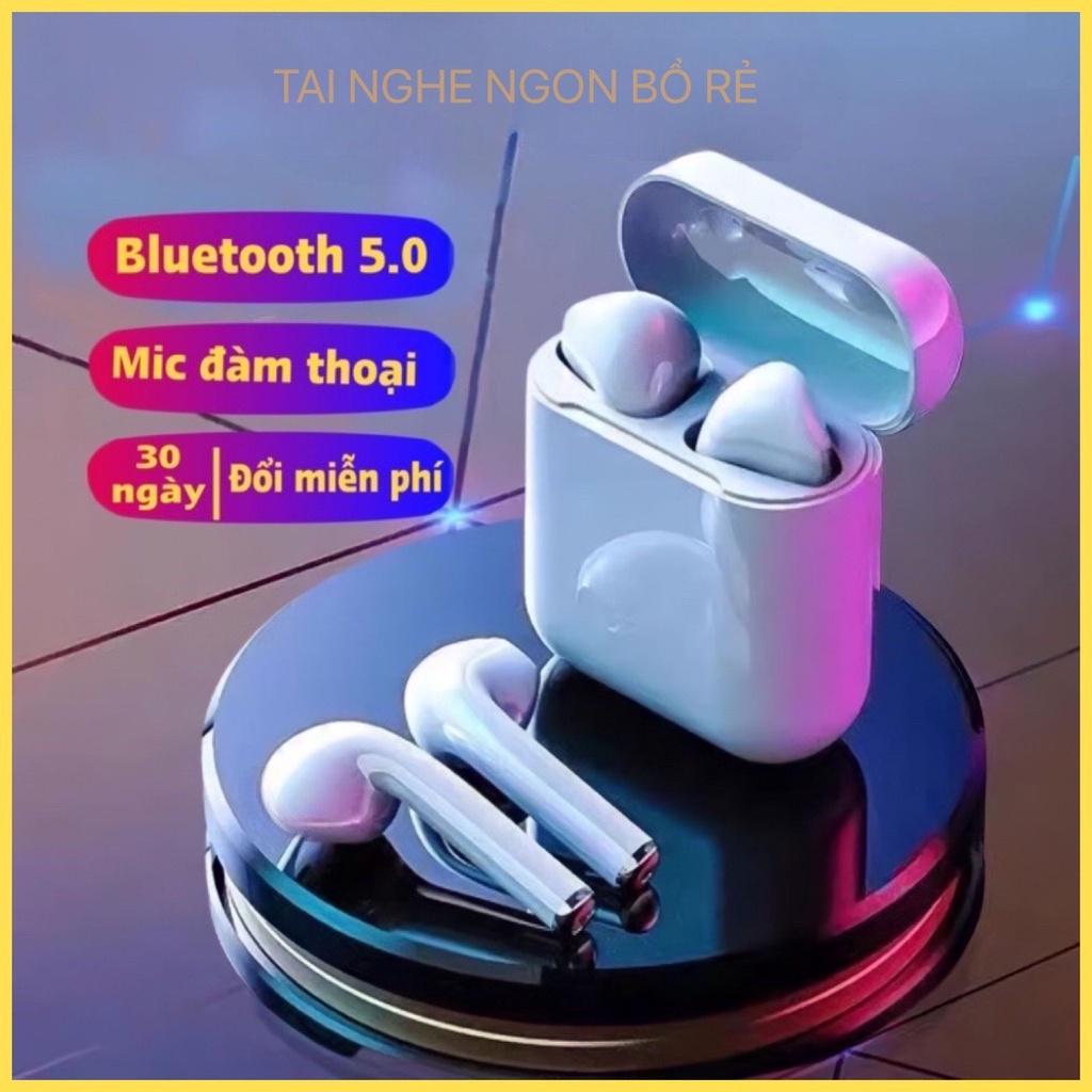 Tai nghe bluetooth I12 Không Dây - Cảm ứng chạm cực nhạy có mic đàm thoại cùng cho các dòng điện thoại và laptop