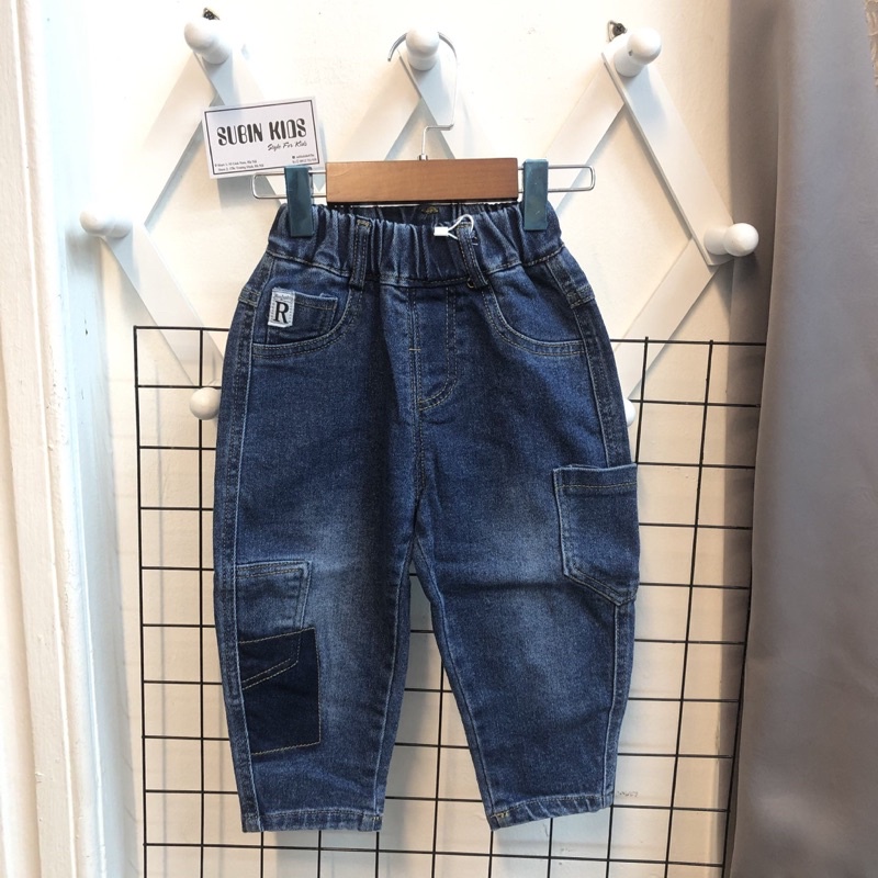 Quần jeans trẻ em SBQB008 sz 10-18kg quần bò cho bé trai / bé gái rách vá bo gấu  SUBIN KIDS