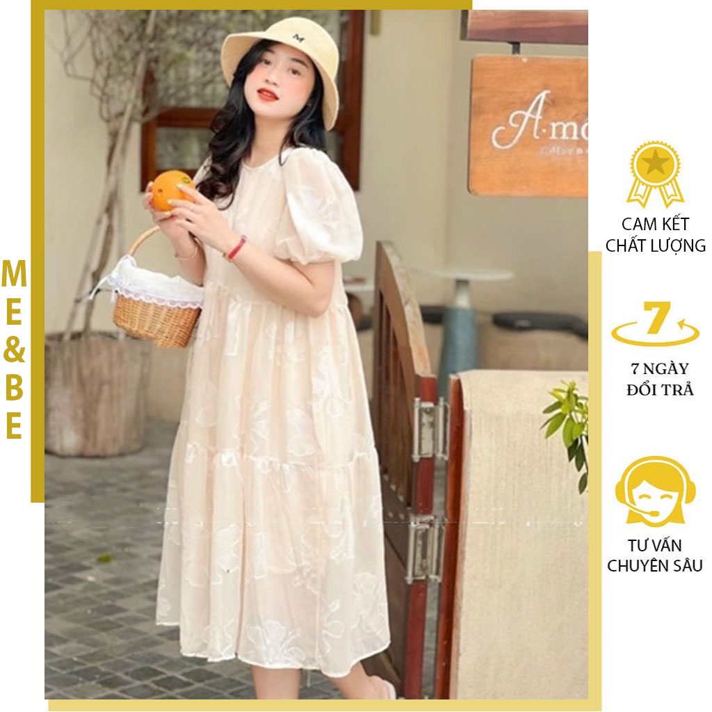 ĐẦM BẦU BABYDOLL DÁNG SUÔNG ĐUÔI CÁ - VÁY BẦU CÔNG SỞ CHẤT VOAN HOA NỔI CAO CẤP MẶC ĐI LÀM ĐI TIỆC ĐẸP