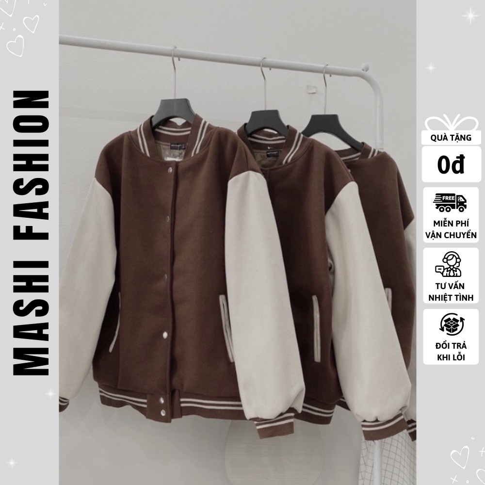 Áo bomber varsity jacket dạ Quảng Châu Áo khoác bóng chày nam nữ siêu dày dặn mềm mịn và giữ nhiệt tốt