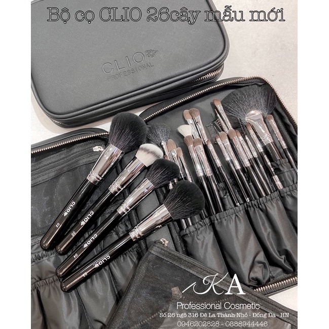 Bộ cọ chuyên nghiệp lông thú Clio 26 cây siêu mềm mịn