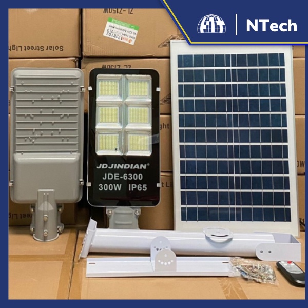 Đèn năng lượng mặt trời - Đèn đường NLMT Jindian JD-E6300 Công suất 300W Khung Nhôm, Chip Led "SMD" - BH 02 Năm