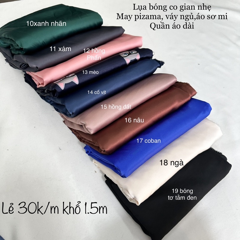Vải Phi bóng -chất đẹp, may váy.áo sơ-mi,Quần dài.bộ ngủ ở nhà đẹp ạ