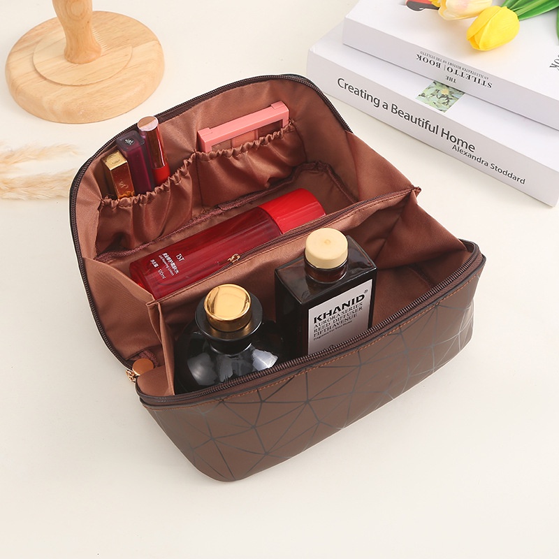 Túi Da PU Đựng Mỹ Phẩm Cỡ Lớn Tiện Dụng Mang Đi Du Lịch