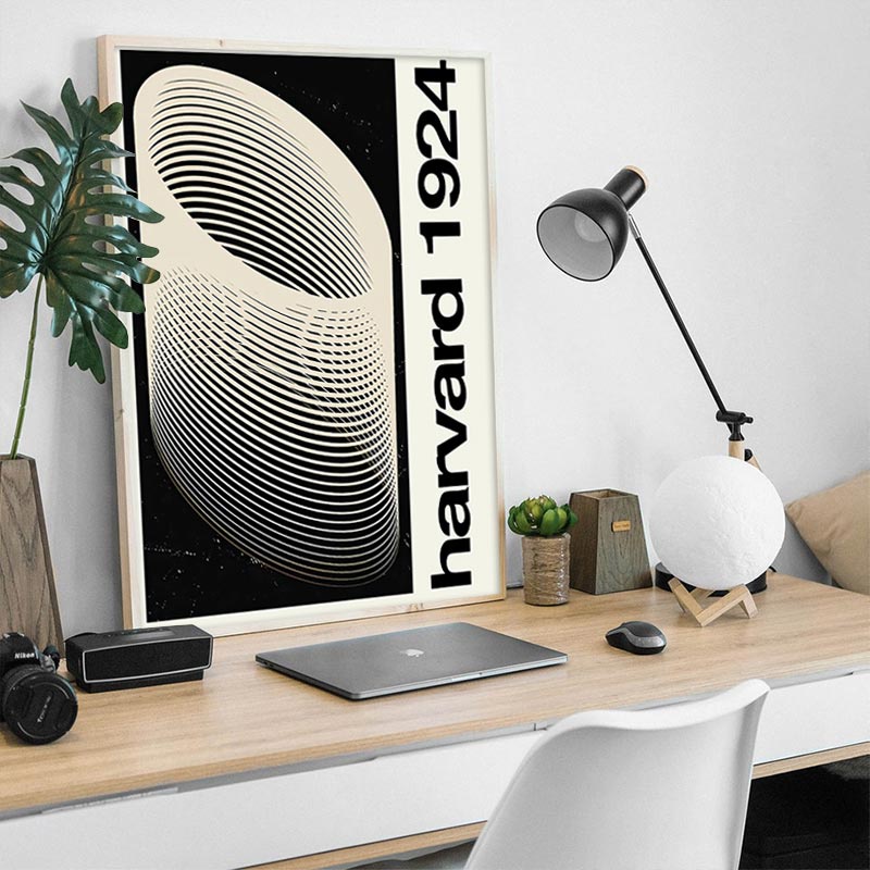 Tranh Vải Bạt Treo Tường In Hình Trừu Tượng Bauhaus Phong Cách Tối Giản Hiện Đại Trang Trí Phòng Khách