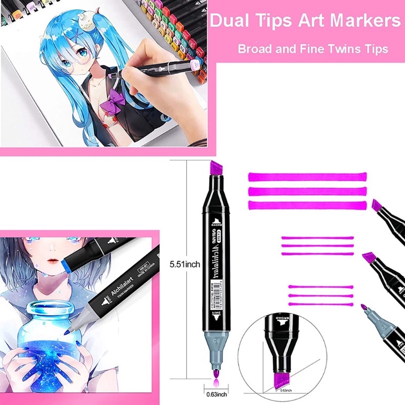 MANYUE Bút Marker Touch Bộ Full 48/60/80/120/168 Màu Cao Cấp