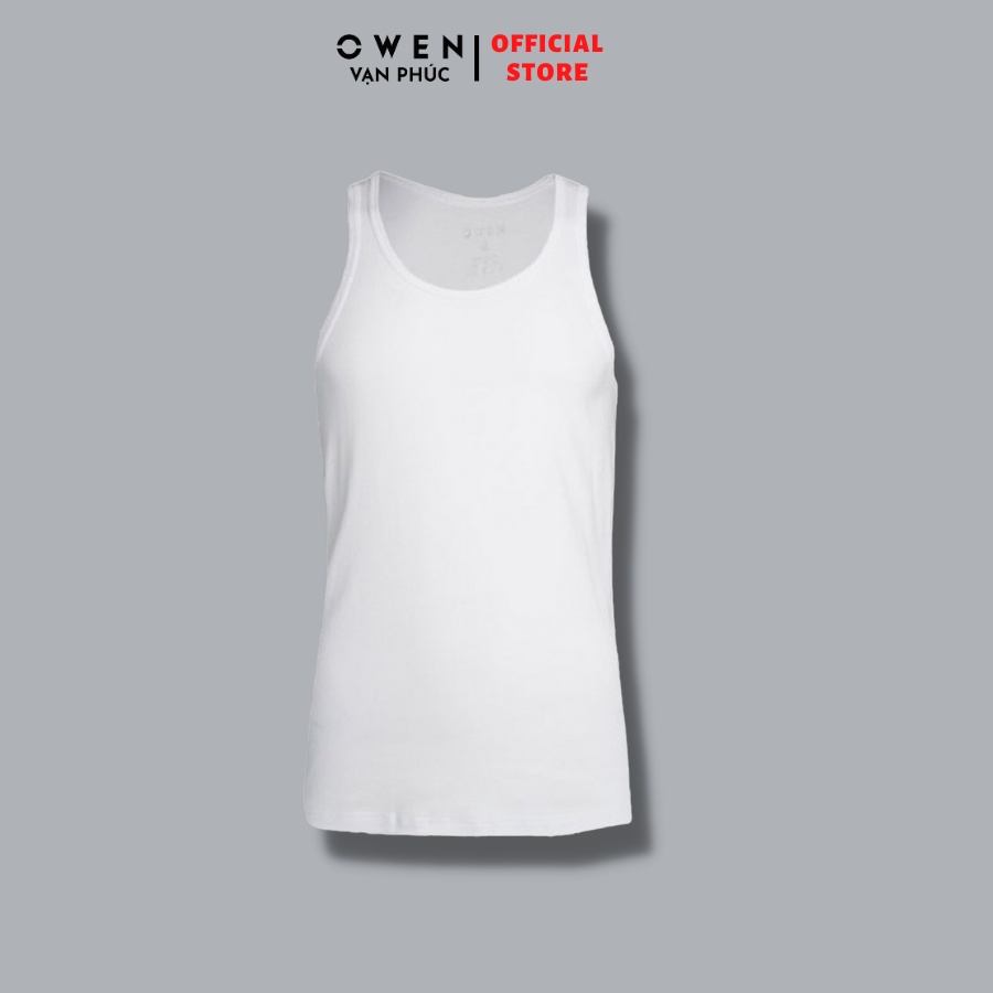 Áo Ba Lỗ Nam Owen TTMV220564 Và LAW232583 Với Chất Vải 100% Cotton Co Giãn ,Màu Trắng Trơn Tối Giản Form Dáng Slim Fit