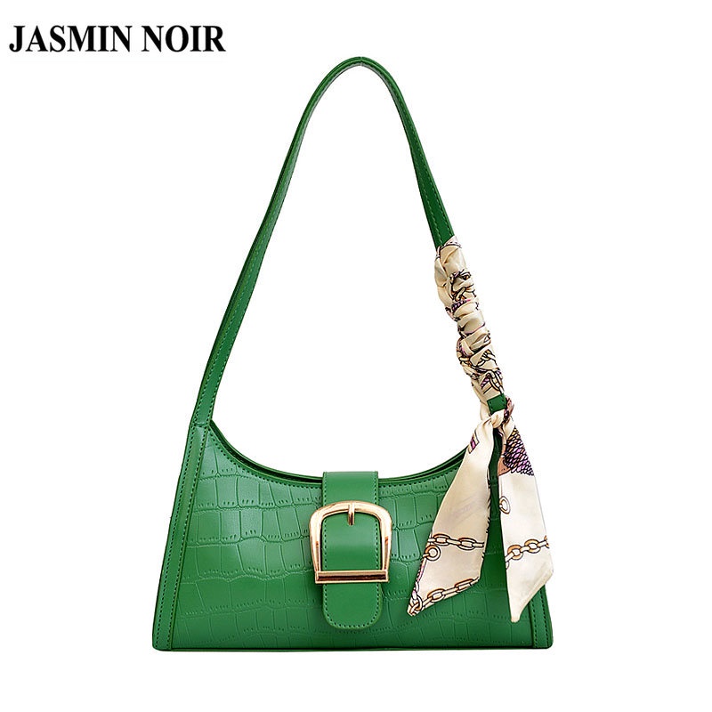 Túi xách đeo vai JASMIN NOIR họa tiết da cá sấu thời trang dành 'cho nữ