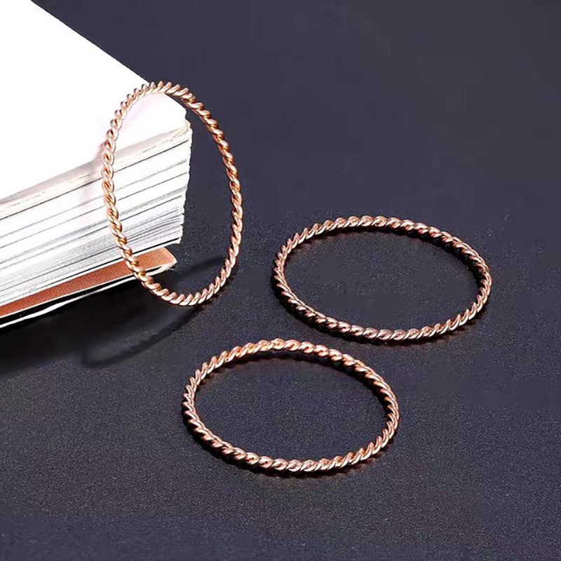 Nhẫn Xoắn Ốc Bằng Thép Titan Không Gỉ Màu Vàng Hồng Thời Trang Dành Cho Nữ
