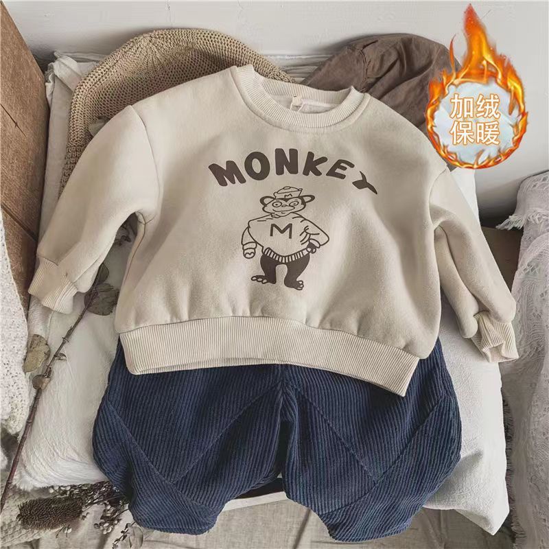 Áo Hoodie Vải Bông Chui Đầu In Chữ Thời Trang Thu Đông Mới Cho Bé Trai Và Gái