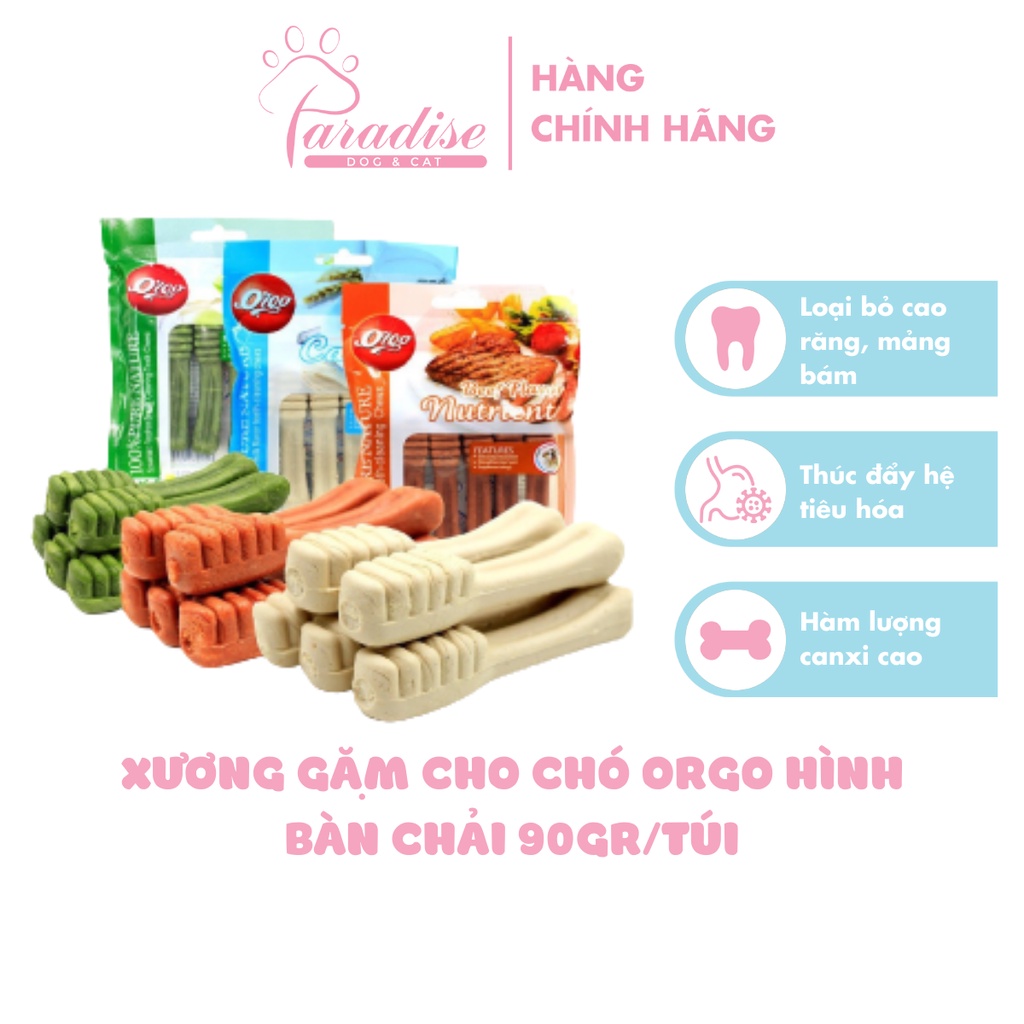 Xương Gặm Cho Chó Orgo Hình Bàn Chải Sạch Răng Bổ Sung Canxi Và Dinh Dưỡng 90gr/Túi -  Paradise Dog&Cat