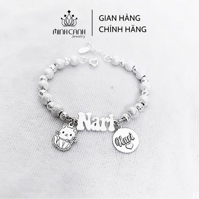 Lắc Bạc Bi Cát Mix Tên Và Con Giáp Cho Bé - Minh Canh Jewelry