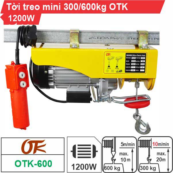 Máy tời điện mini 300/600kg 1200W điện 220V OTK