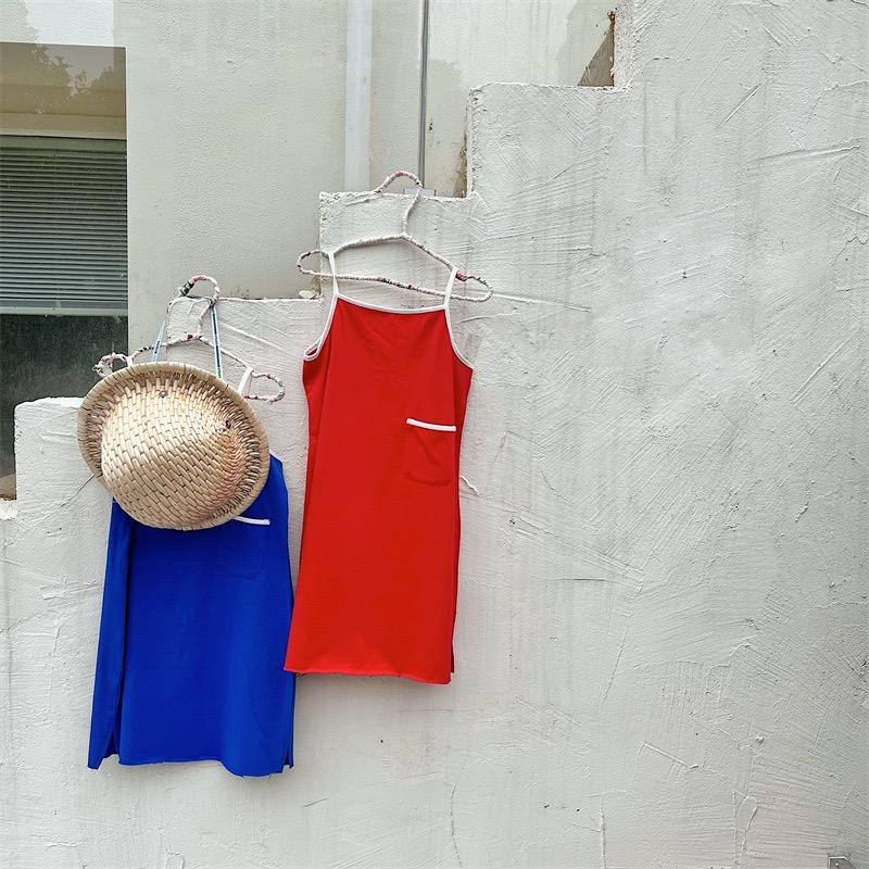 Váy hai dây bé gái màu sắc basic V126 sz 80-130, váy 2 dây cotton suông dài, thời trang đi biển siêu xinh cho bé hè 2023