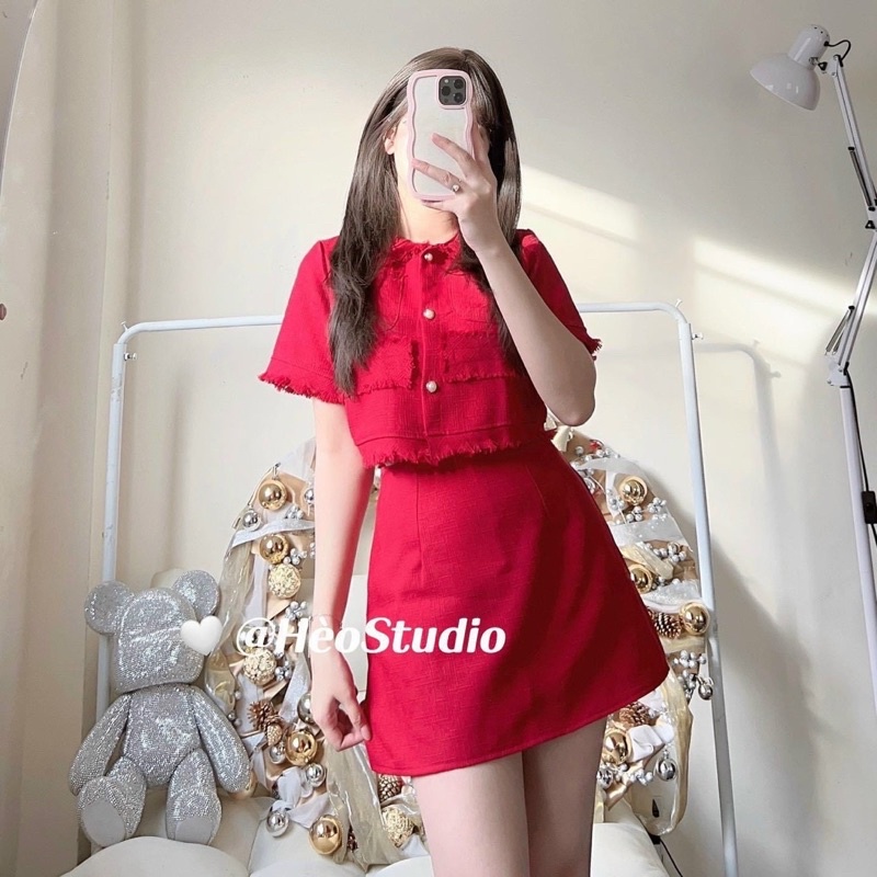 SET CROP BỐ DẠ TƯA LAI + CHÂN VÁY✨✨