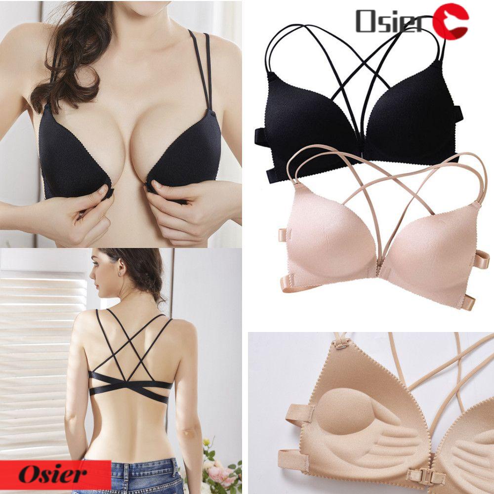 Osier1 Áo Ngực Tam Giác Cài Nút Trước Không Đường May Cài Khóa Trước Cỡ Nhỏ Thời Trang