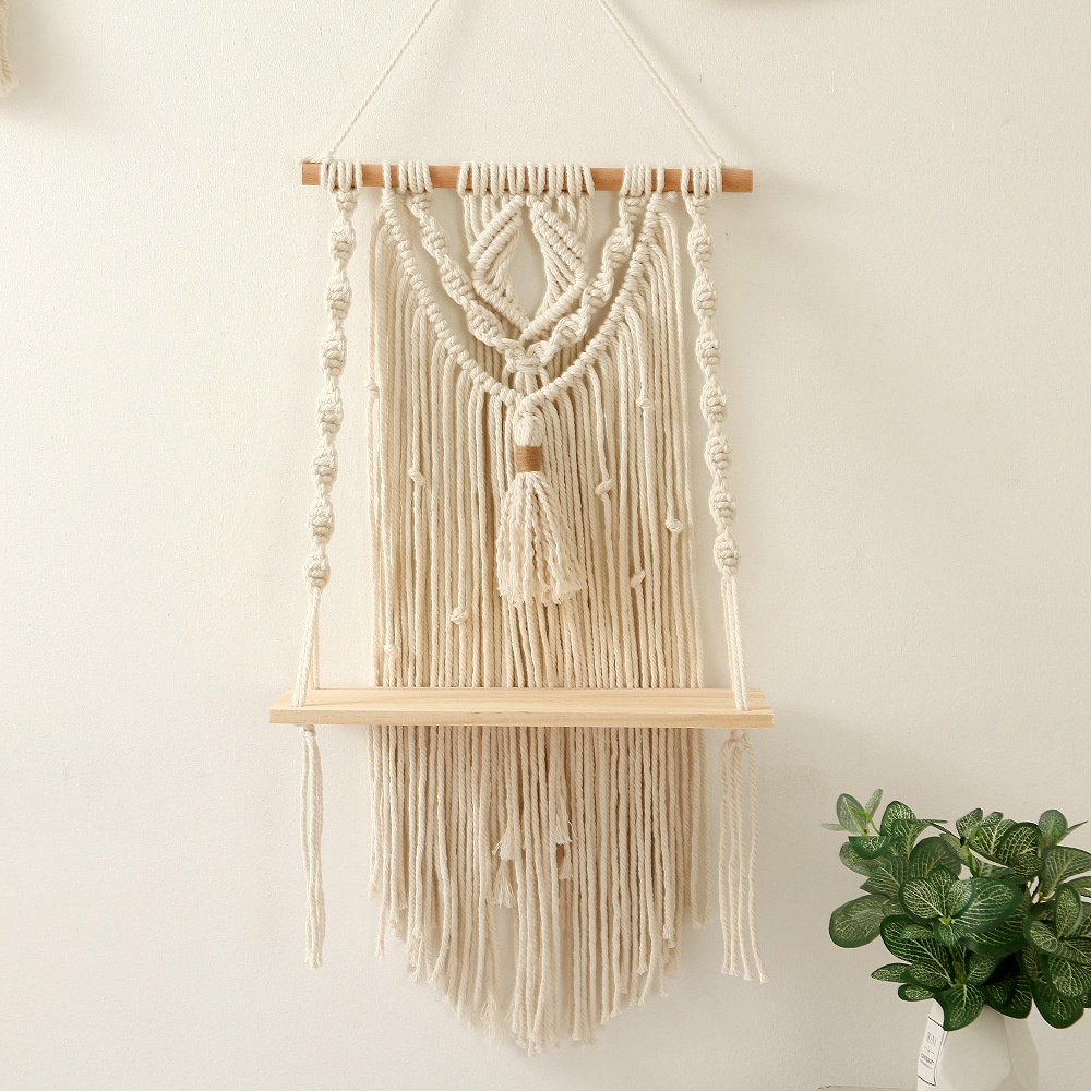 Kệ treo tường 1 tầng macrame trang trí decor tường