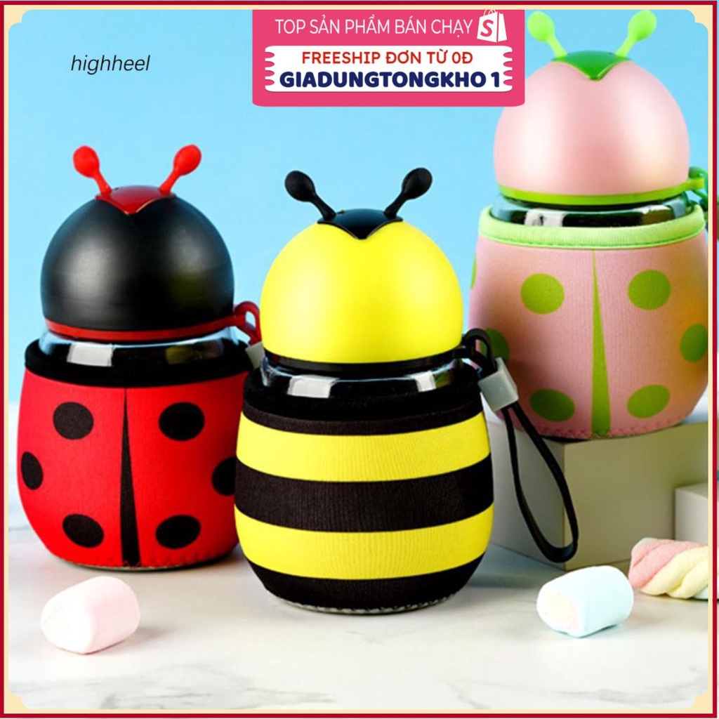 Bình đựng nước 300ml hình con ong hoạt hình dễ thương