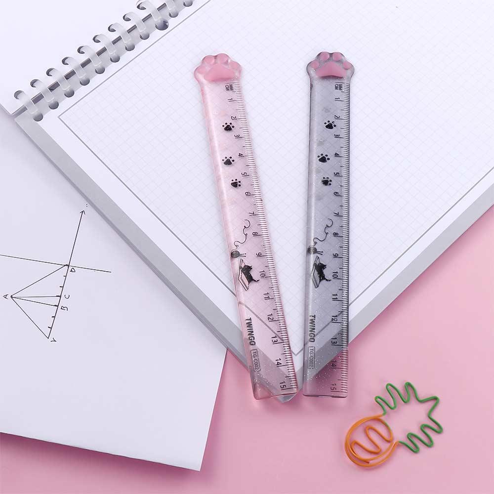 ELEGANT Thước Thẳng 15cm Hình Móng Vuốt Mèo Đáng Yêu Cho Học Sinh