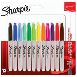 Vỉ Bút lông dầu vẽ được trên nhiều vật liệu Sharpie Fine Point 12 màu