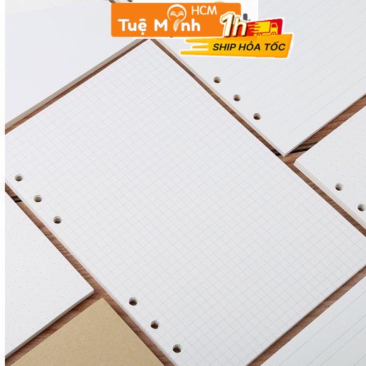 Ruột sổ còng A5 90 trang giấy refill 100gsm P07 caro/ruột chấm dot grid/ kẻ ngang-Line/ kế hoạch