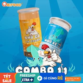 Combo khô gà lá chanh và mực xé hấp dừa shop đồ ăn vặt