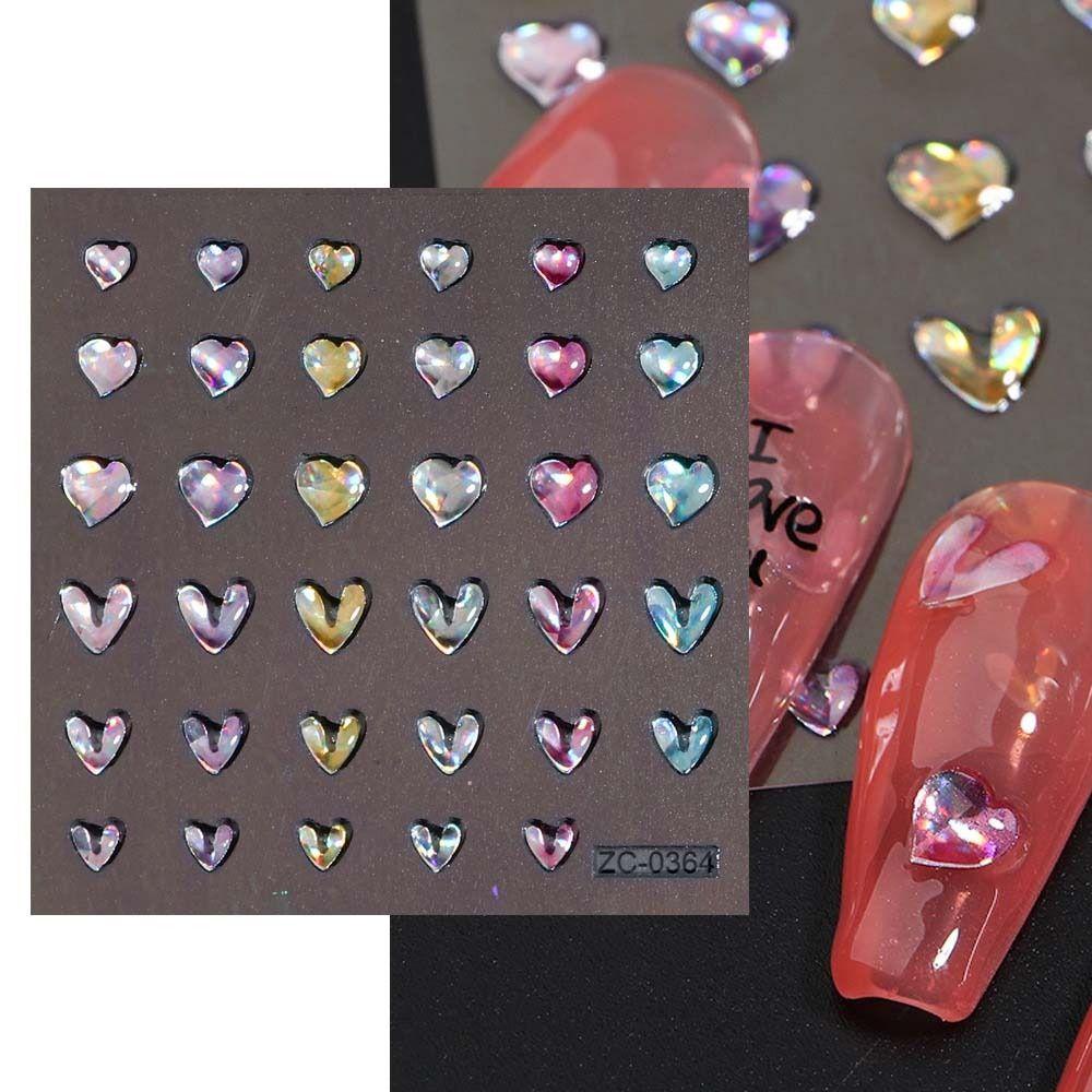 OCEANMAP Miếng Dán Trang Trí Móng Tay 5D Họa Tiết Trái Tim / Bướm / Trái Tim Mềm Mại Độc Đáo