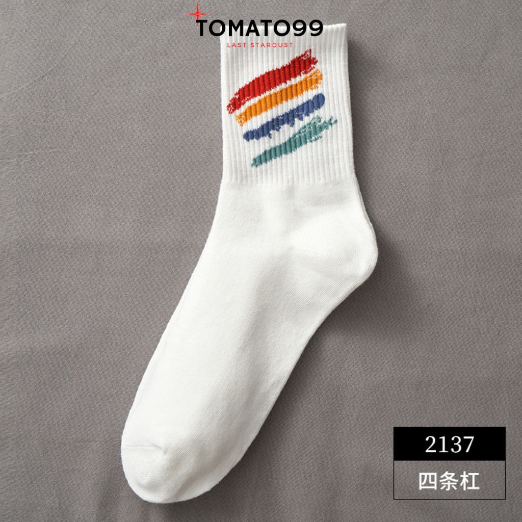 Tất trắng cao cổ nam nữ sét 10 đôi hoạ tiết pha sơn T40