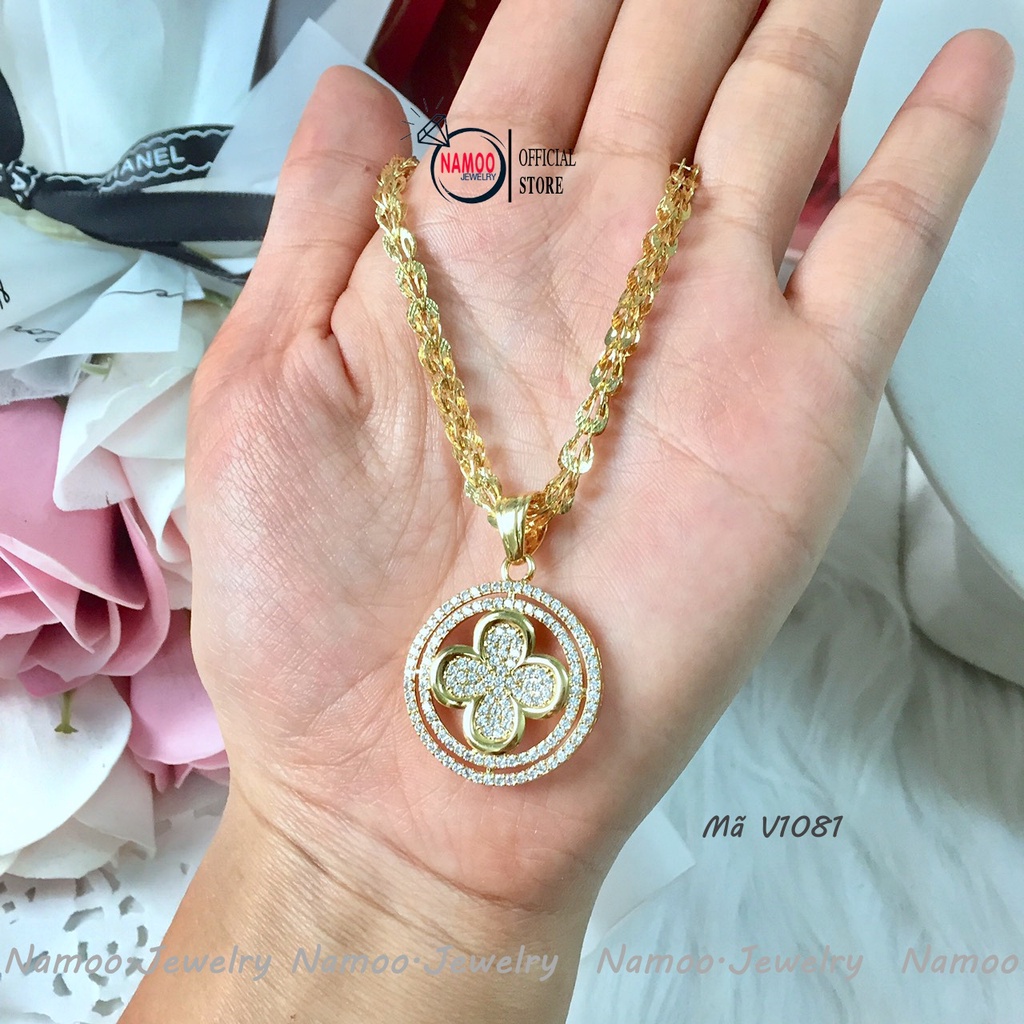Dây Chuyền Nữ V1081 Cực Đẹp Với Kiểu Dáng Mặt Hoa Cực Đẹp, Khảm Đá Tinh Xảo Cho Nữ Namoo Jerwelry