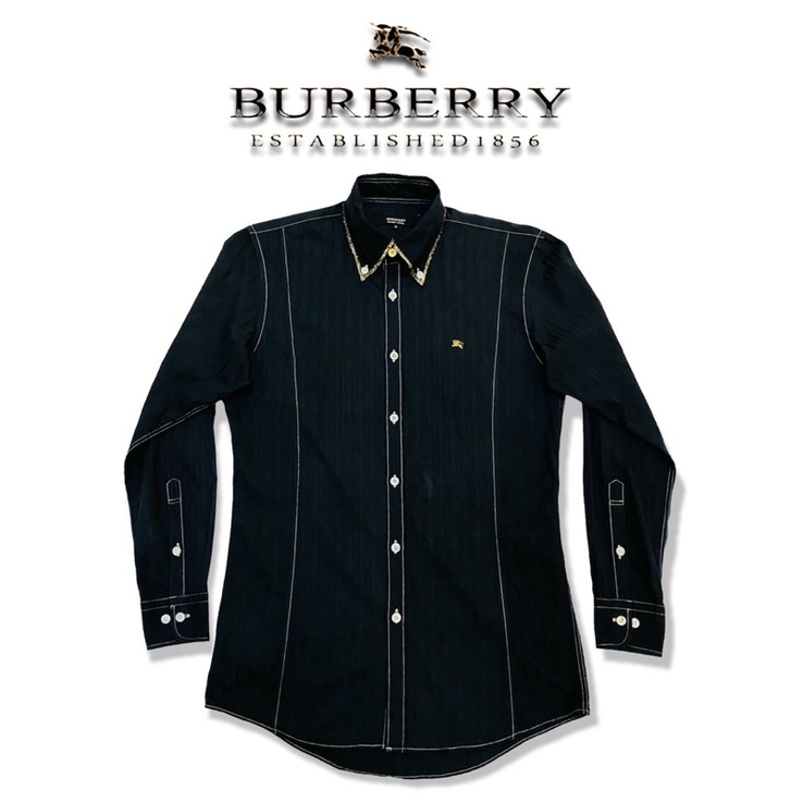 •Áo sơ mi unisex nam nữ đen viền vàng ánh đẹp hiệu BBR chính hãng•