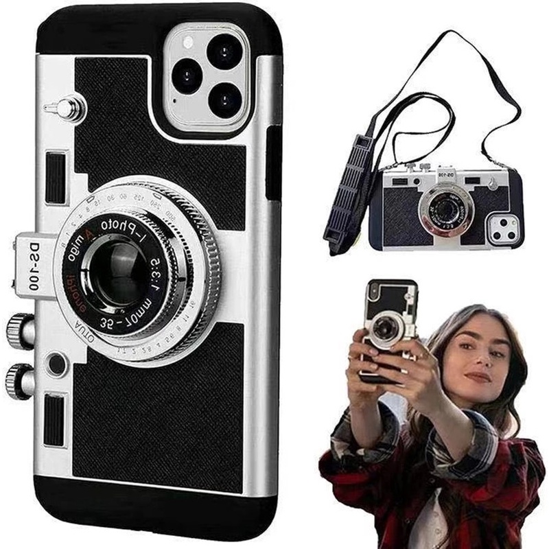 Ốp Điện Thoại Da PU Kiểu Máy Ảnh Cho iPhone 14 plus 14 Pro Max 14Plus 14Pro Max