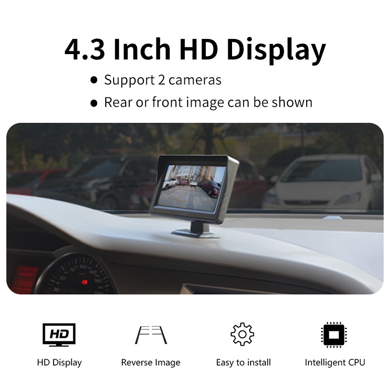 Camera Lùi Xe 4.3 Inch IPS Với Tầm Nhìn Ban Đêm HD IR