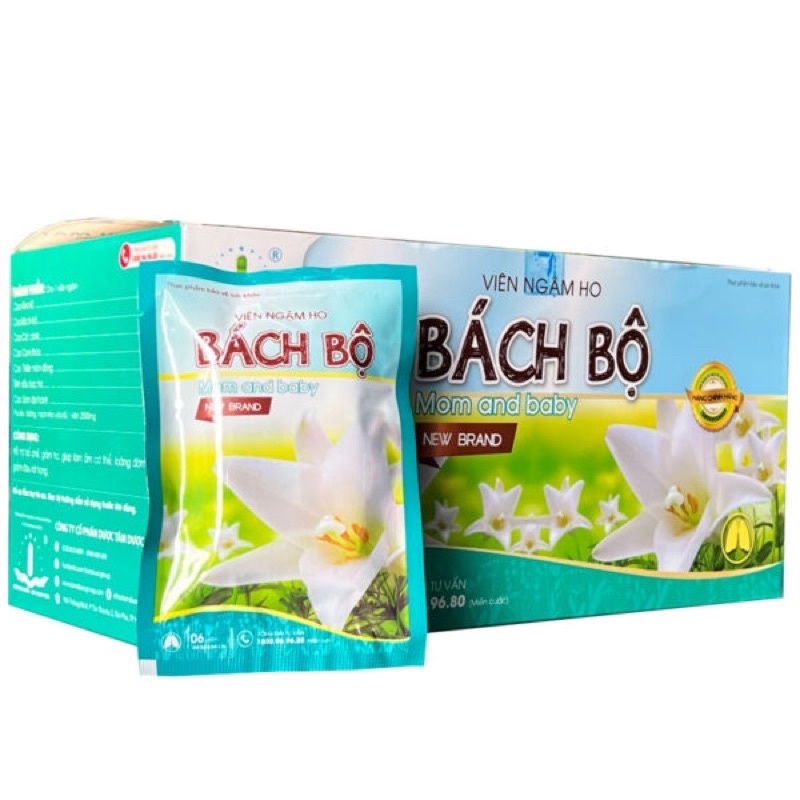 Viên ngậm ho BÁCH BỘ mom and baby giúp bổ phế, tiêu đờm, giảm ho, giảm đau họng, rát họng, ho khan