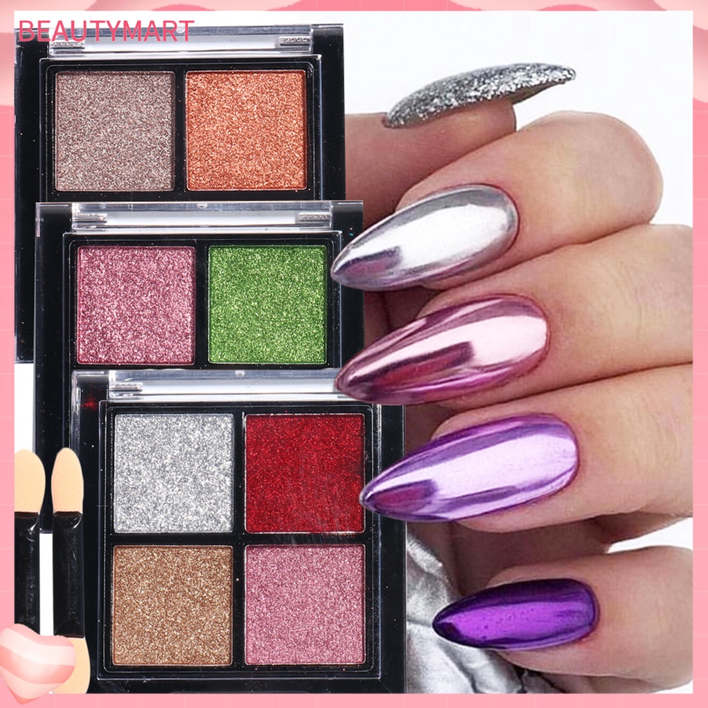 Bột Chrome Tráng Gương Nhiều Màu Lấp Lánh Dùng Trang Trí Móng Tay Nghệ Thuật DIY