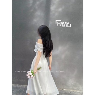 Đầm Bệt Vai Nơ Công Chúa