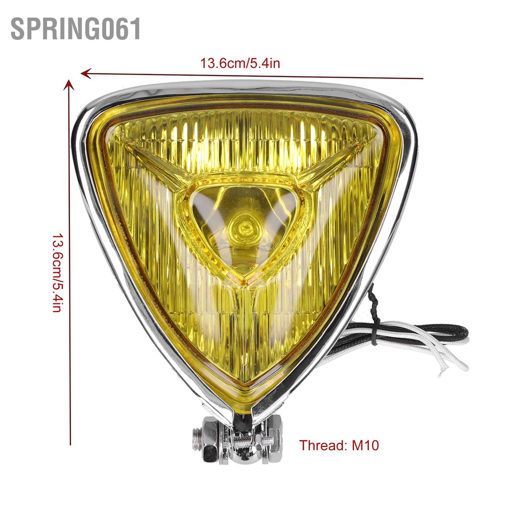 Ống kính màu vàng hình tam giác đèn pha xe máy 12V 55W M10 Cho Xe Mô Tô 【Spring061】