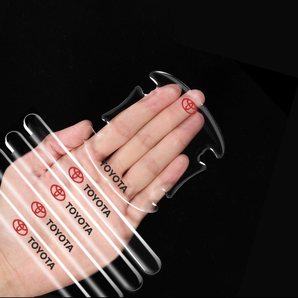1 bộ logo TOYOTA Tay nắm cửa ô tô trong suốt Cửa cốc bảo vệ Cửa Dán Cửa bát Phụ kiện xe chống va chạm Chống trầy xước Phim bảo vệ vô hình cho Carola