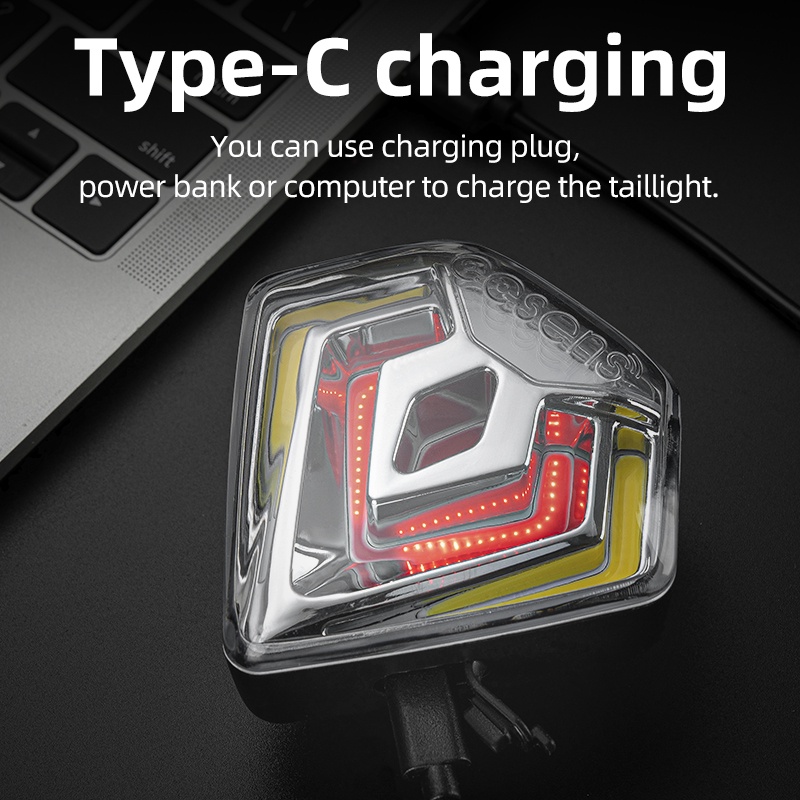 Rockbros Đèn Đuôi Xe Đạp Điều Khiển Từ Xa Không Dây 1000 Mah Chống Nước Ipx7 Chống Sốc Sạc Lại Type C