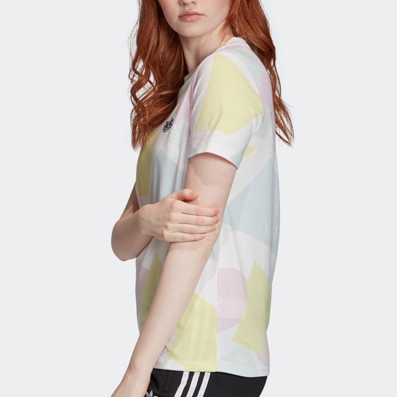 Áo Thun Thể Thao Adidas 100% Cotton Ngắn Tay Phối Màu Tương Phản Cá Tính Cho Nữ