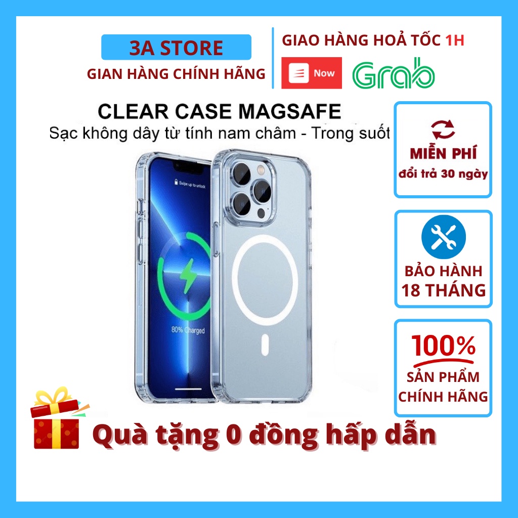 Ốp lưng iphone sạc không dây Likgus Crystal Clear Case trong suốt chống sốc hít lưng 12 13 14 pro max 3astore
