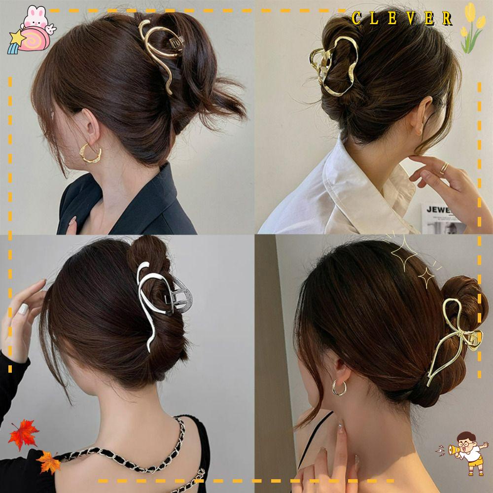 Hàn Quốc Beauty Hair Clip Kích thước lớn Elegant Hình học kim loại Hair Clip