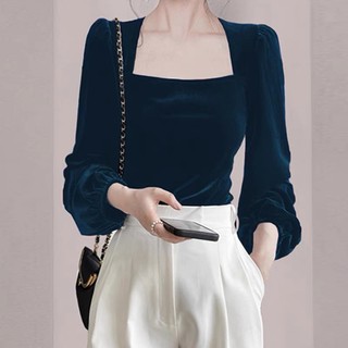 (Có ảnh thật) Áo Sơ Mi Nữ Chất Nhung, Tay Dài Sang Trọng “Style Hàn Quốc” #QC31