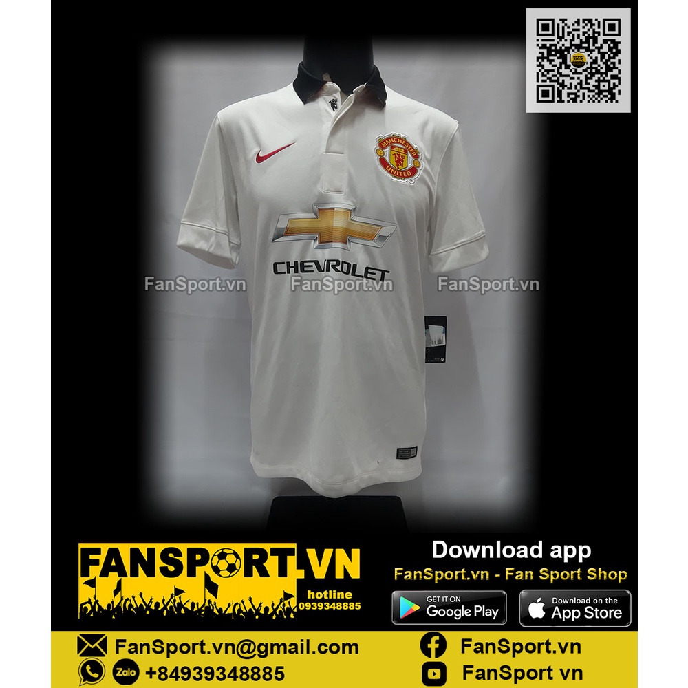 Áo đấu bóng đá Manchester United 2014-2015 away shirt jersey white 611032 Nike BNWT size M chính hãng