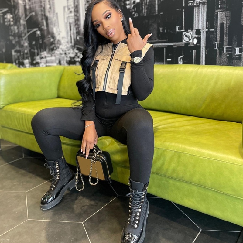 Xiangbao Áo Khoác Cộc Tay Có Khóa Kéo Thời Trang Cho Nữ Kèm Túi