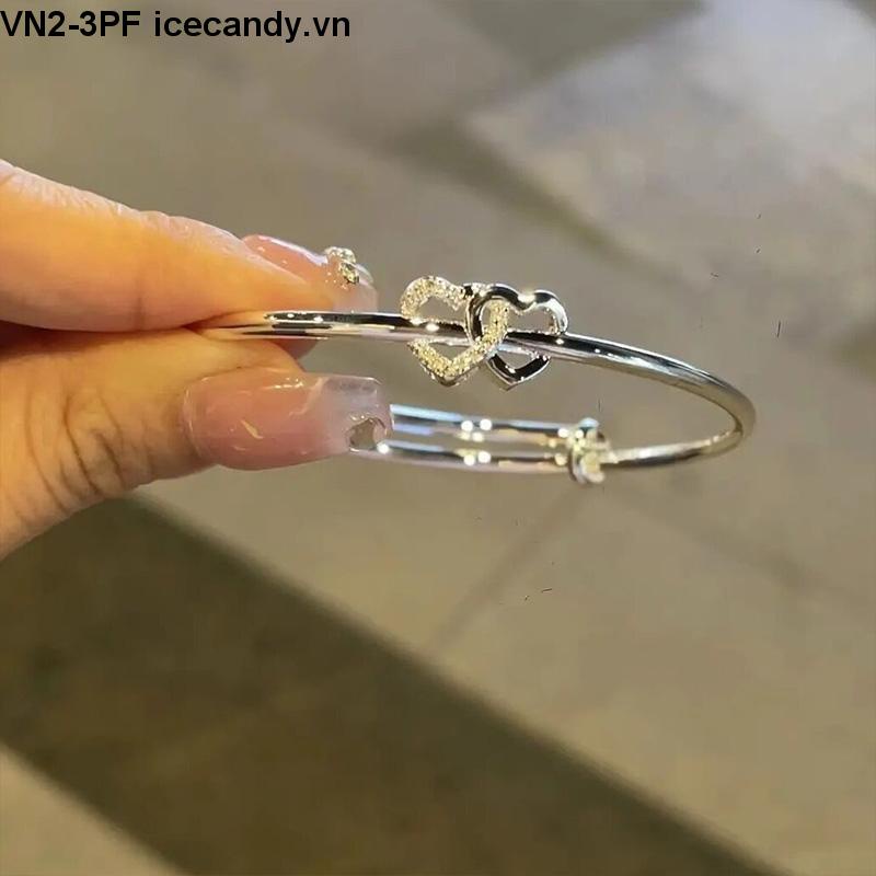 Vòng đeo tay mạ bạc mặt trái tim đôi thời trang dành cho nữ Vòng Tay Mạ Bạc Hình Trái Tim Đôi Thời Trang Cho Nữ
